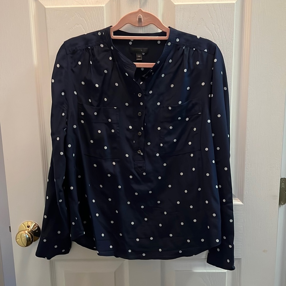 Jcrew Blythe silk blouse. Polka dotted